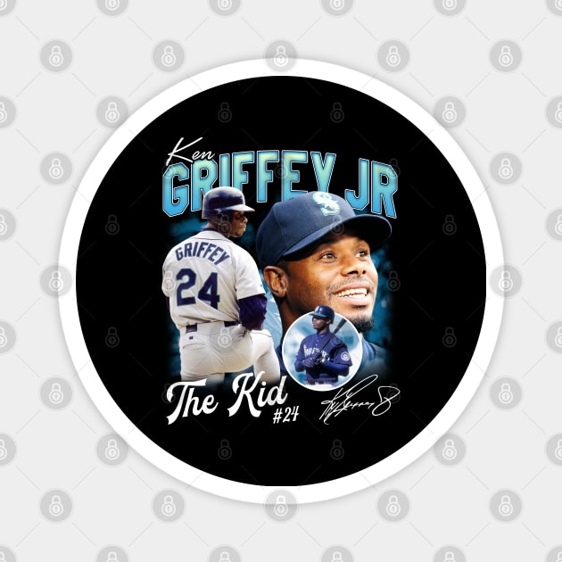 Ken Griffey Jr The Kid Basketball Legend Signature Vintage Retro 80s 90s Bootleg Rap Style Magnet by CarDE